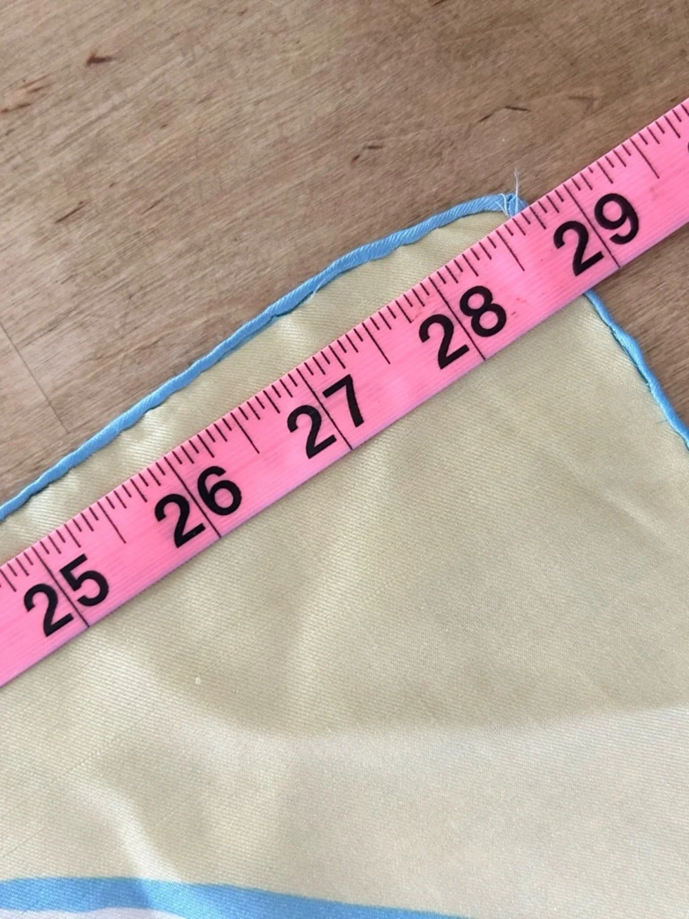 Vintage Pastel Blue and Yellow Silk Scarf *flawed*